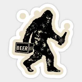 Bigfoot Drinking Beer Funny Sticker